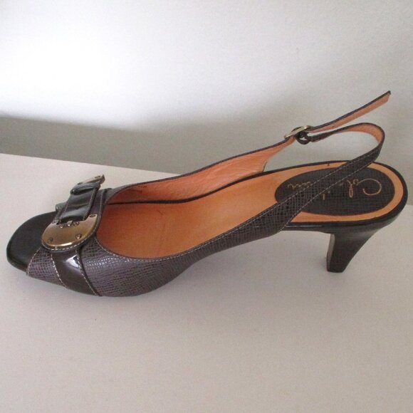 Cole Haan Nike Air Womens Brown Snake Leather Slingback Peep w/3" Heel-Size 8.5M - Picture 6 of 10